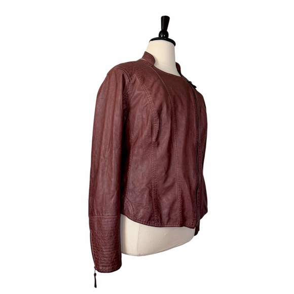 Maurices Faux Leather Moto Jacket Women’s Size 3 Brown Asymmetrical Zip Casual - Picture 4 of 14